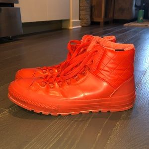 MENS bright red converse high tops